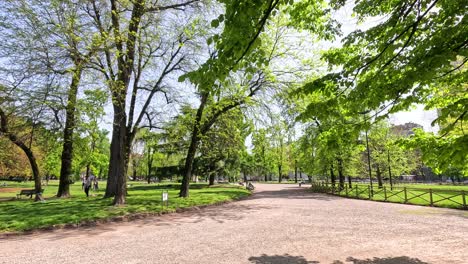 un paseo pacífico en el exuberante parque de milán