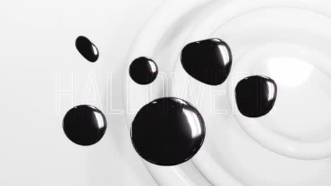 animation of black drops against concentric circles in seamless pattern on white background