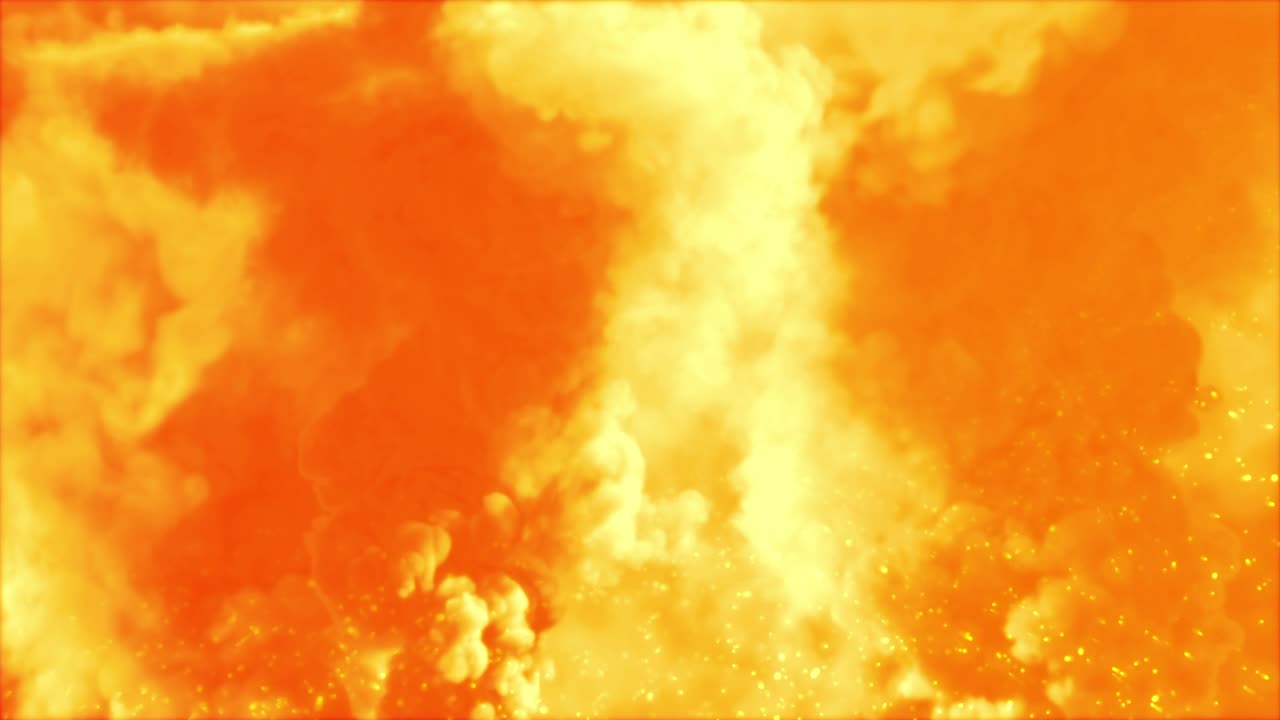 불꽃과 날아다니는 불꽃의 밝은 오렌지색 배경