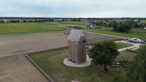 old medieval windmill in the field travel destination in europe poland