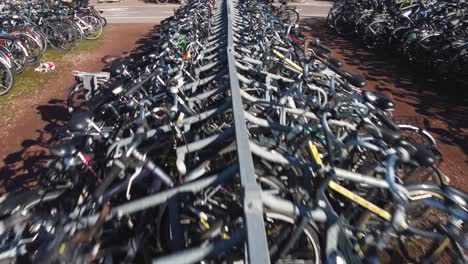aerial video ofbicycle parking at ghent sint-pieters station