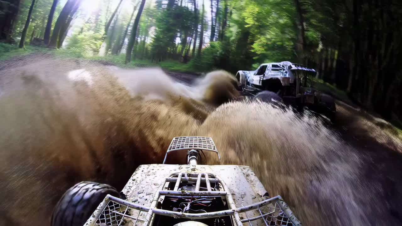 Off-Road Adventure through a Muddy Forest
