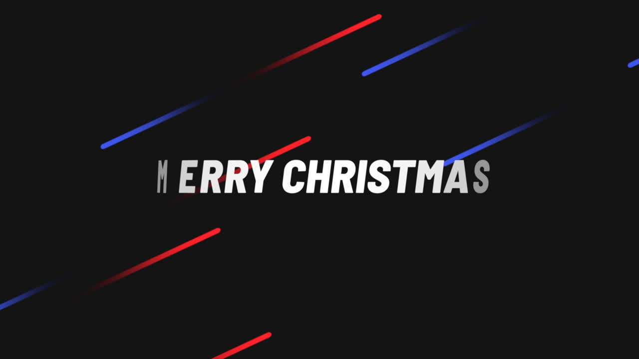 Modern Merry Christmas text with lines on black gradient