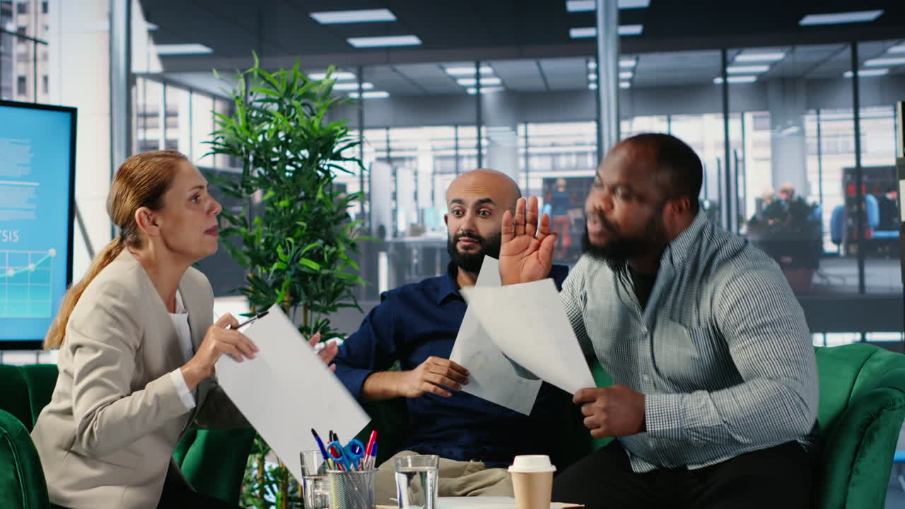 Vertical Video Corporate dispute involving powerful people during a briefing meeting