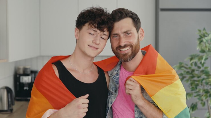 Happy Gay Couple Showing Pride