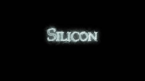 silicio, elemento químico, escrito con fuego. bucle