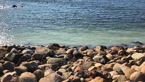 blue green waves near rocks and cliffs