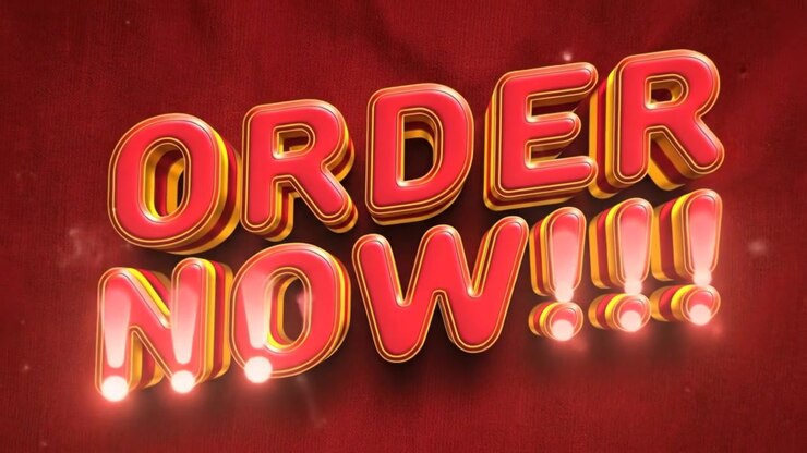 Animated 3D Order Now Text on Red Background