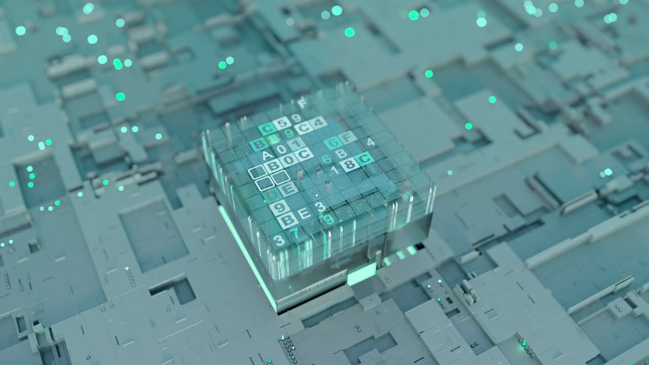 Central processing unit is decoding data seamless loop 3D render animation