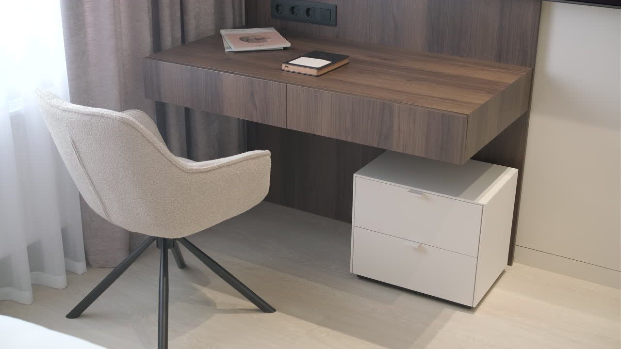Secretária de Home Office Moderna com Cadeira e Armário