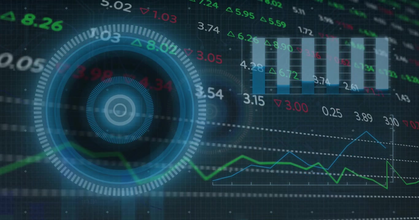 Animazione dell'elaborazione dati su sfondo nero