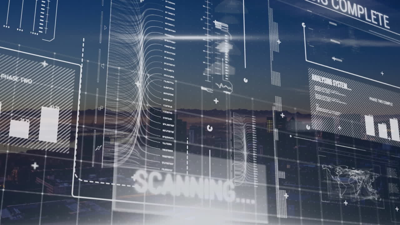 animazione dell'elaborazione dei dati sul paesaggio urbano