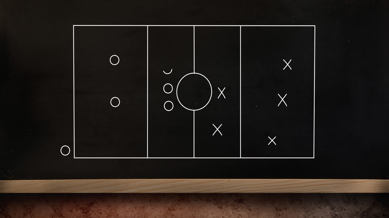 animación del plan de juego táctico en el campo de fútbol americano