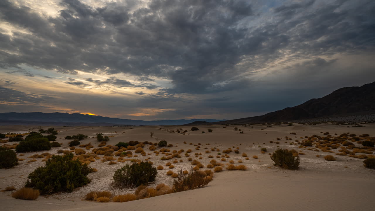Dramatic Sunset Over Desert Dunes in Death Valley