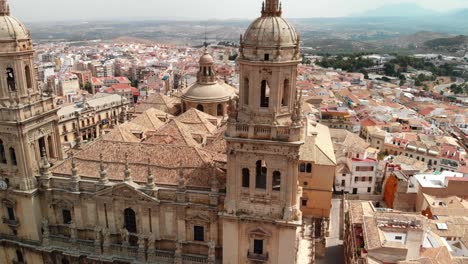 spain jaen cathedral, catedral de jaen, flying shoots of this old church with a drone at 4k 24fps using a nd filter also it can be seen the old town of jaen