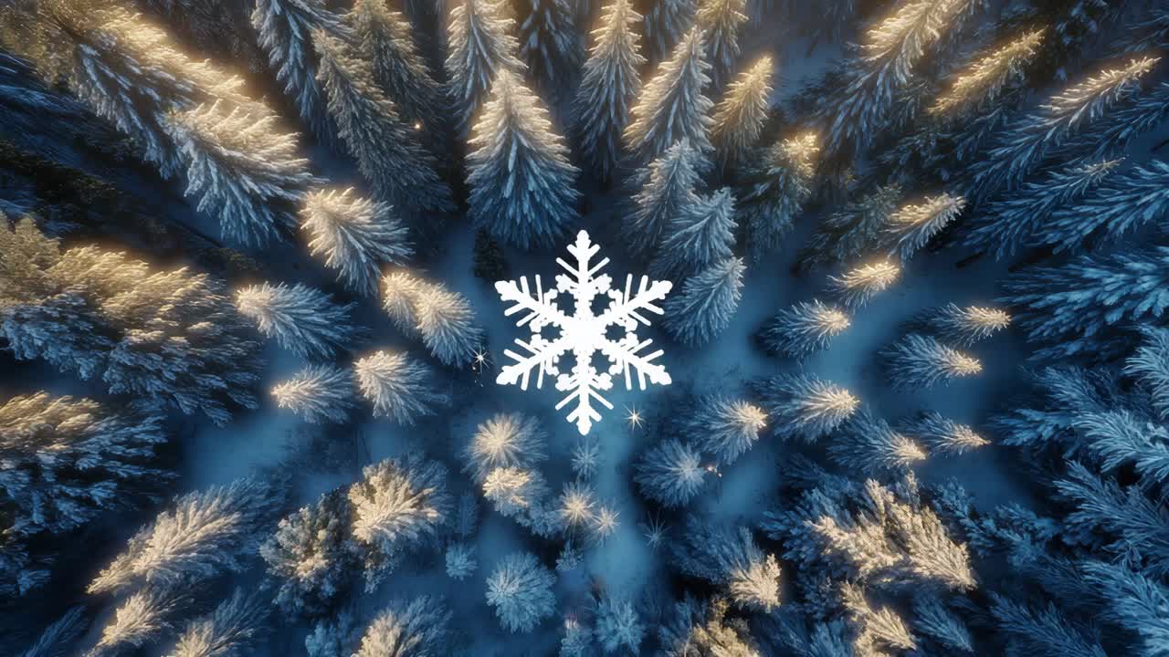 Sneklædt skov med snefnug