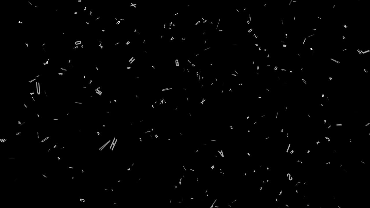 las letras vuelan y se mueven en un bucle.