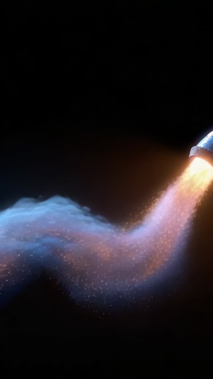 An ethereal cosmic journey showcasing a spacecraft igniting its engines amidst a swirling nebula of stars and vibrant cosmic dust in the vastness of space