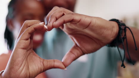 couple, heart and hands in home of love