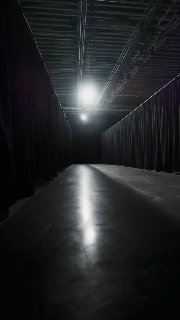 Empty Dark Studio With Black Curtains