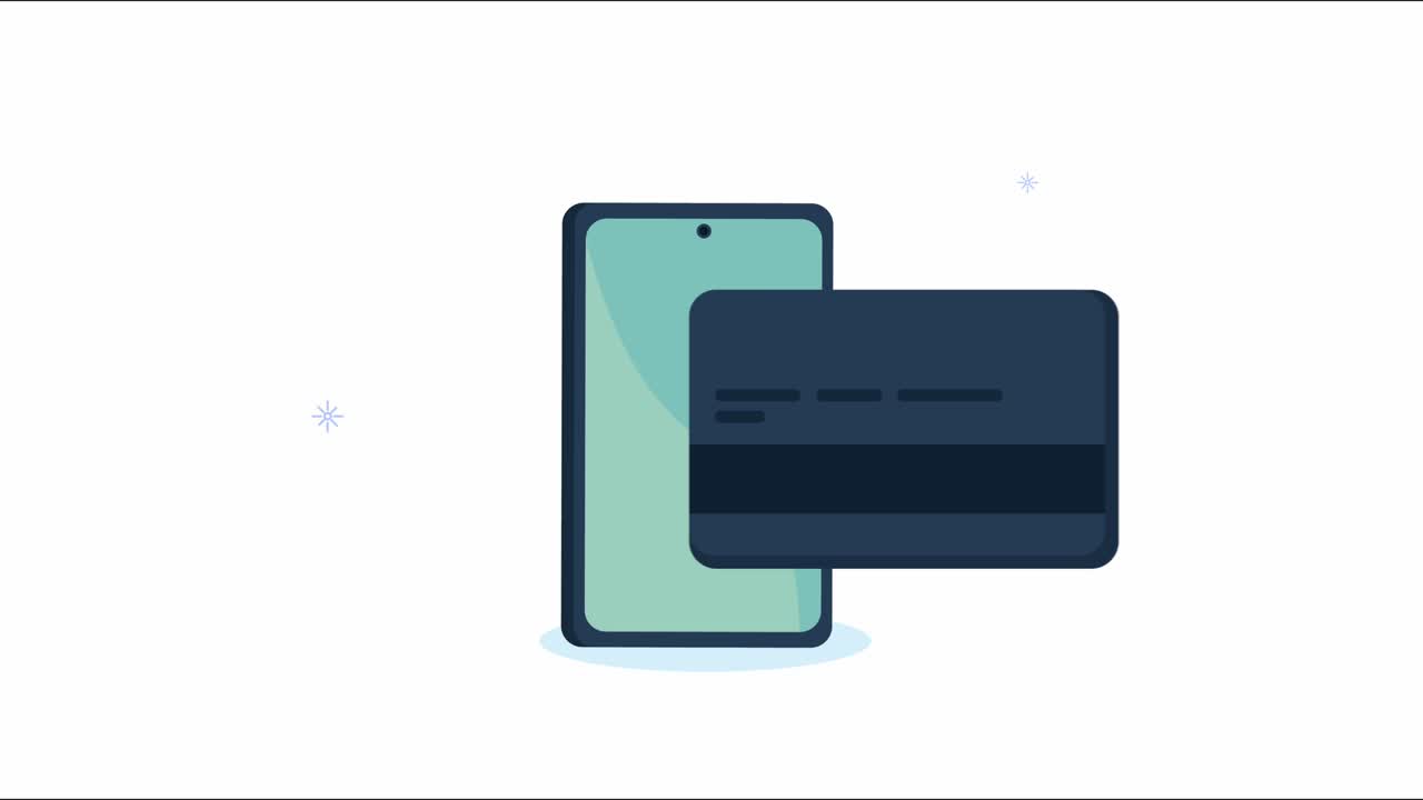 ecommerce animation with smartphone and credit card