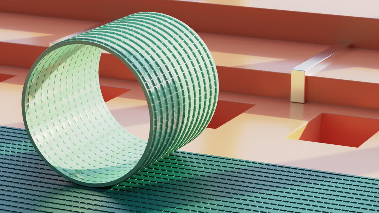 Metalic ring shape rolling on straight plan