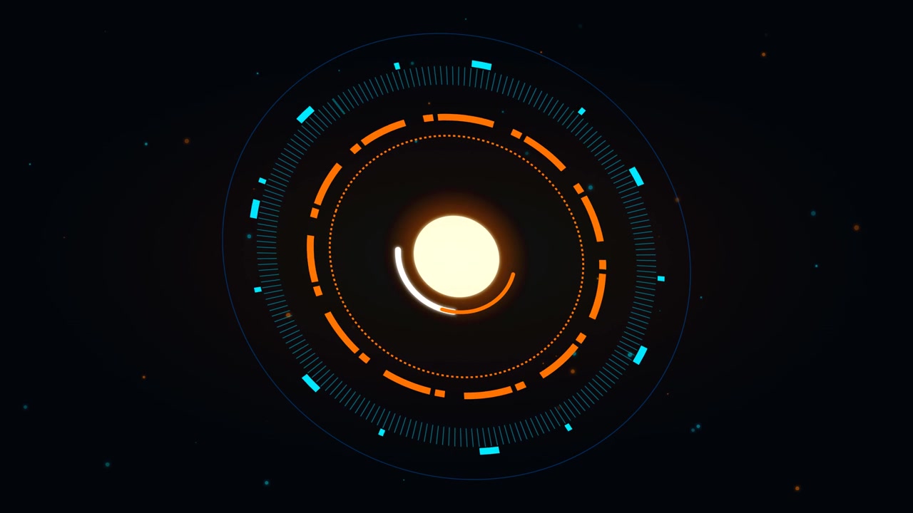 Futuristic Digital HUD Interface with Rotating Circular Loading Animation