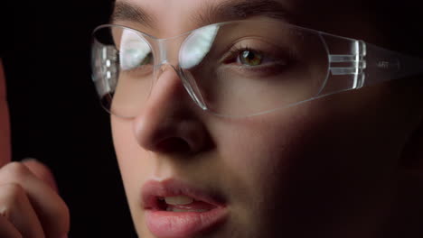 Close-up-portrait-of-successful-young-business-woman-wearing-VR-glasses.