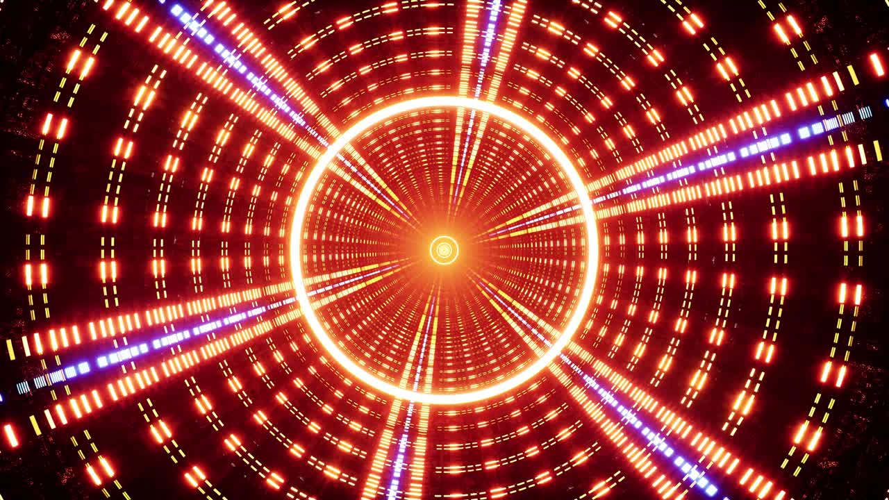 빛나는 오렌지색 램프 터널 vj 루프