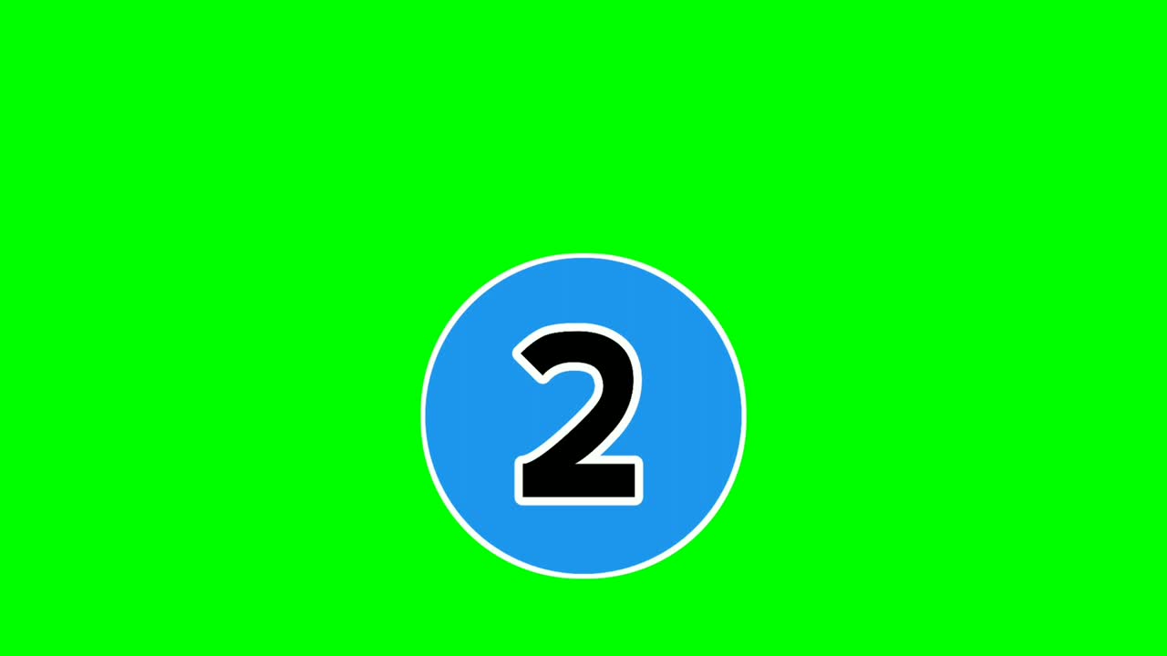 아래로 이동 만화 번호 2 2 애니메이션 초록색 화면 평평한 디자인 만화 숫자 드롭 다운 애니메이션 이미지 4k