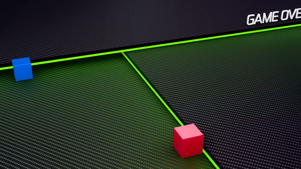 Game over phrase metaphor on retro arcade video game with cubes