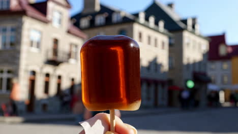 maple syrup ice pop in old town quebec