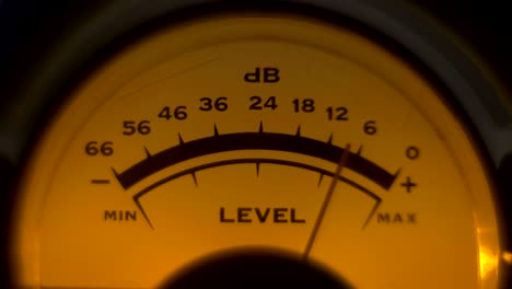 close-up of analoge volume indicator working