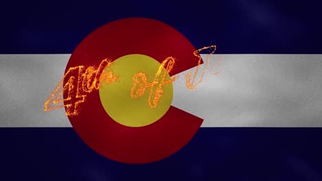 colorado flag background for 4th of july fire lettering, loop