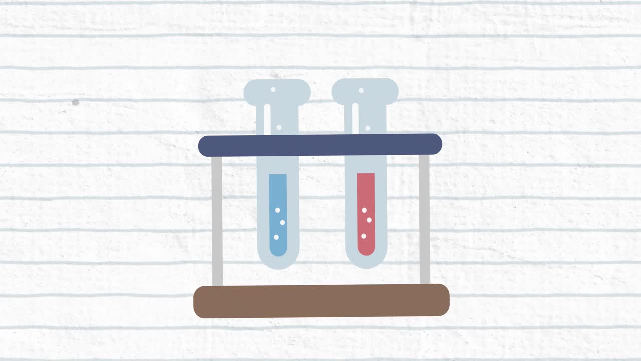 ⁇ 색 바탕에 파란색 선을 가진 두 개의 시험관의 애니메이션