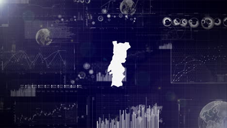 portugal país antecedentes corporativos con elementos abstractos de gráficos de análisis de datos i mostrando análisis de datos video tecnológico con globo, crecimiento, gráficos, datos estadísticos de portugal país