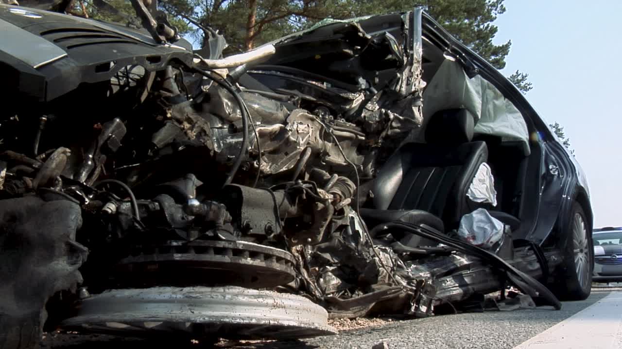 accidente automovilístico en la calle, automóvil dañado después de la colisión