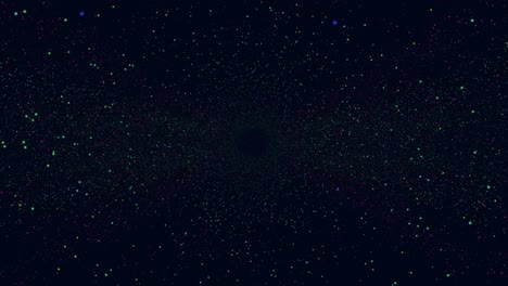 volando pequeños círculos de neón en la galaxia oscura