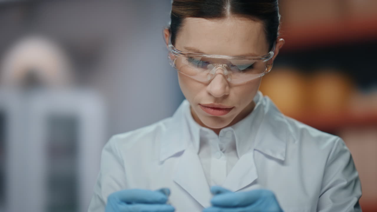 las manos tomando tubos de ensayo para un experimento científico de cerca. mujer científica