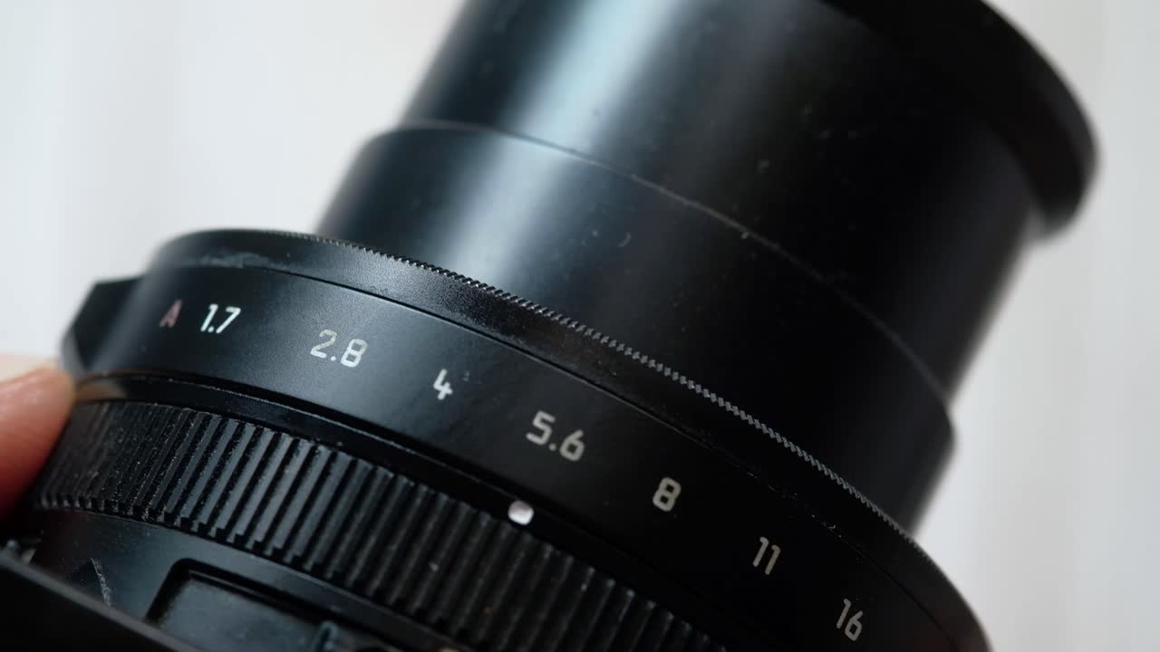 Close-up of a Camera Lens Aperture