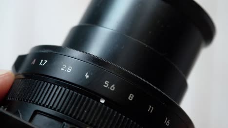 close-up of a camera lens aperture