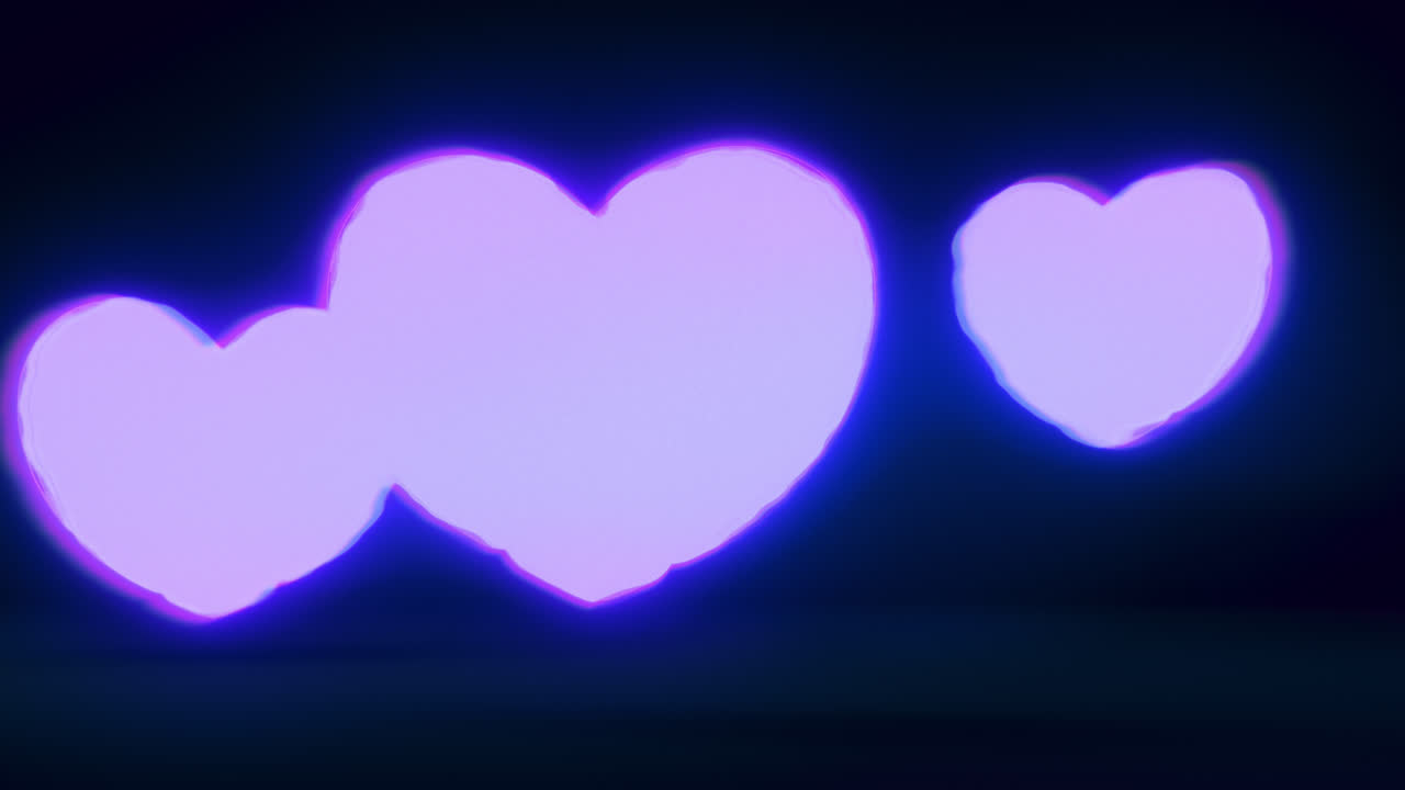 Blue energy heart shapes on a dark background