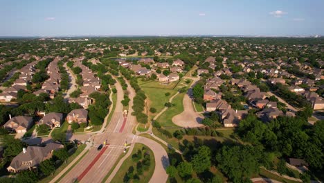 aerial footage of a neighborhood in flower mound texas