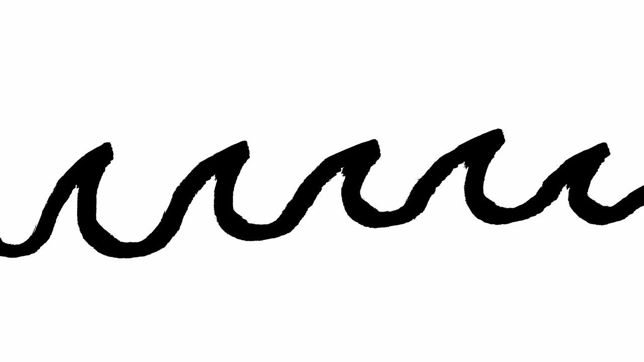 Onde Nere Animate Disegnate a Mano su Sfondo Bianco