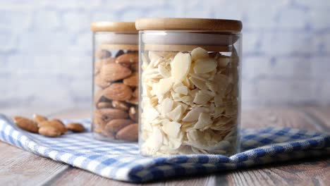 almond snacks in glass jars