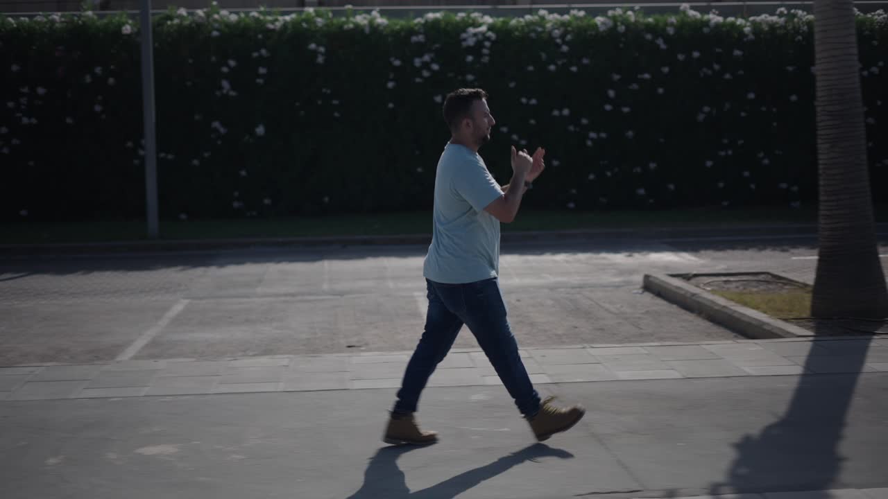 Man Walking on a City Street