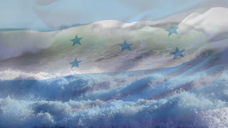 Animation-of-flag-of-honduras-blowing-over-waves-in-sea