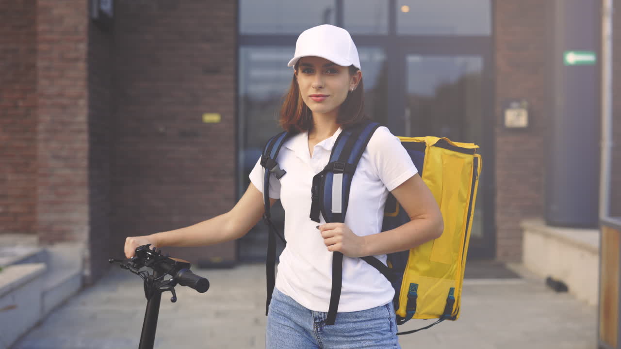 Woman Delivery Person with Scooter