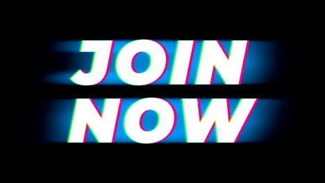 ahora únete a la promoción de efectos de glitch vintage de texto.
