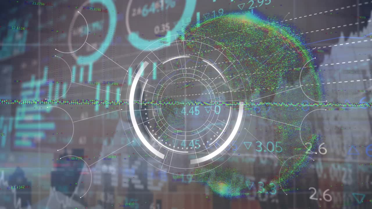 animación del procesamiento de datos sobre el paisaje urbano